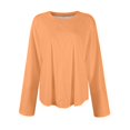 thumbnail image 4 of Basic T Shirts for Women Women's Fashion Solid Color Round Neck Long Sleeve T-shirt Casual Autumn Tops, 4 of 7