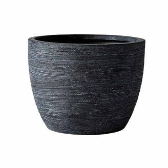 Better Homes & Gardens Black Ceramic Ridge Planter, 8