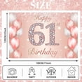 thumbnail image 2 of Happy 61st Birthday Rose Gold Banner Cheers to 61 Years Old Backdrop Confetti Balloons Theme Decor for Women 61 Years Old Pink Birthday Party Decorations Bday Supplies Background Favors Gift Glitter, 2 of 6