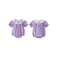 thumbnail image 2 of Miaouyo Infant Baby Girl MardiGras Romper 0 3 6 9 12 18 Months Plaid Crown Embroidered Short Sleeve Jumpsuit, 2 of 9