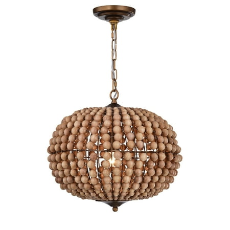 

Swere 3-light 16-inch Wood Bead Globe Chandelier