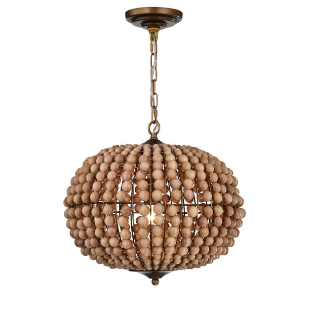 16 Inch Wood Bead Globe Chandelier, Large Wooden Globe Light