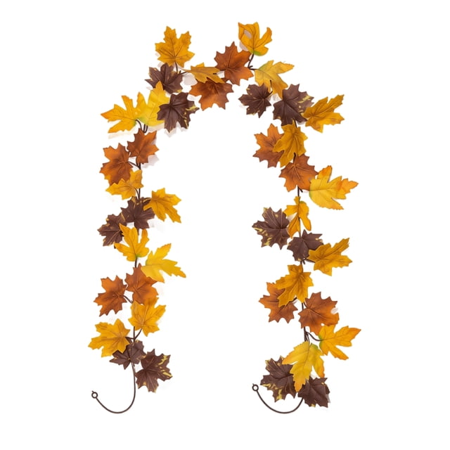Maple Leaf Autumn Garland, Halloween Garland Fall Leaf Garland, 78.7 Inch Artificial Hanging Leaves For Mantle Table Decorations For Home Front Door Outdoor Indoor Thanksgiving Fall Autumn Decor