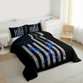 thumbnail image 3 of Homewish Lacrosse Sport Game Queen Comforter Set,American Flage Pattern Bedding Sets,Gray Blue Black Bedding Comforter Set For Boys Teens,Luxury Bedroom Decor Reversible,3pcs, 3 of 8