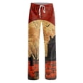 thumbnail image 4 of Halloween Costumes Pajama Pants Women Lounge Wear Halloween Black Cat Witch Printed Soft Stretchy Full Length Bottoms Orange XL, 4 of 6