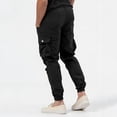 thumbnail image 2 of Mens Pants Adult Male 8 Simple Male All Matching Tooling Multi Pocket Button Solid Color Trousers Clothes(Black,L), 2 of 7