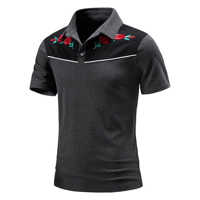 Birdeem Chemise Imprimée à Manches Courtes Brodée Mode Style Été pour Hommes
