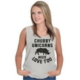 thumbnail image 4 of Chubby Unicorns Need Love Too Rhino Tank Top Tee Shirt Women Brisco Brands X, 4 of 6