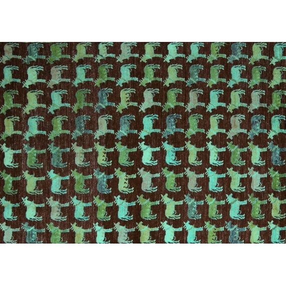 Ahgly Company Indoor Rectangle Abstract Turquoise Blue Modern Area Rugs, 7' x 9'