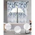 thumbnail image 2 of Navy Blue Eucalyptus Leaves Swag Curtains for Living Room/Bedroom Windows, Retro Country Leaf Botanical Kitchen Curtains and Valances Set 36 Inch Length, Light Filtering Swags Valance Curtain Panels, 2 of 5