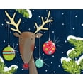 thumbnail image 2 of Tavoletti, Anne 18x15 Gold Ornate Wood Framed with Double Matting Museum Art Print Titled - Bright Christmas Deer Blue, 2 of 4