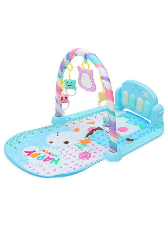 Kid Odyssey 3 in 1 Musical Activity Baby Crawling Play Mat with Music Piano & Hanging Toy, Infant Soft Exercise Playmats Rug