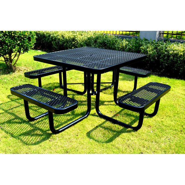 LifeYard 46" Steel Square Picnic Table,Expanded, Metal Outdoor Table