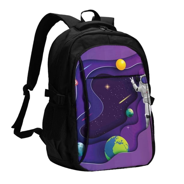 Balery Astronaut Mochila con carga USB para hombre y mujer - Mochila impermeable y antirrobo para laptop con puerto USB para viajes, trabajo