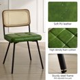 thumbnail image 2 of Art Leon Kitchen Dining Chairs, Rattan Cane Back Faux Leather Upholstered Side Chair, Set of 2, Green, 2 of 9