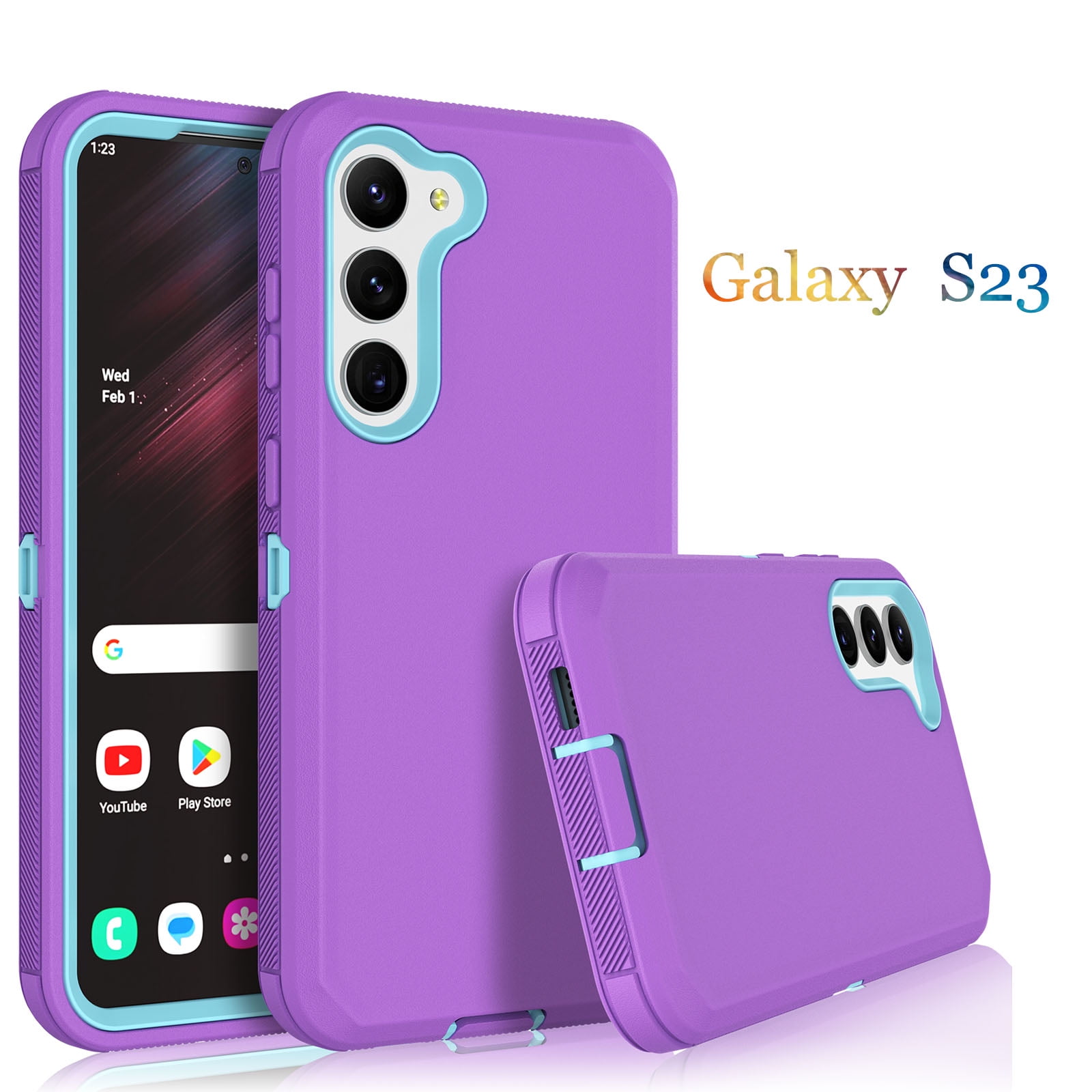 Galaxy S23 5G Cases, 3 in 1 Sturdy Phone Case for Samsung Galaxy S23 5G