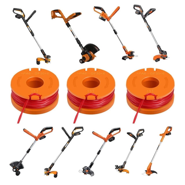 Yatlte Replacement Trimmer Spools Compatible, Diameter String Trimmer Refill and AC14HCA Cover Cap Compatible, 24v and 40v Cordless Trimmers(6 Spools+2 Caps)