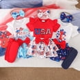 thumbnail image 4 of WUANDIXFA 4th of July Baby Girl Clothes Bow/Ice Cream Print Romper Short Skirt Sets My First 4th of July Baby Girl Outfit (Blue, 6--9 Months), 4 of 8