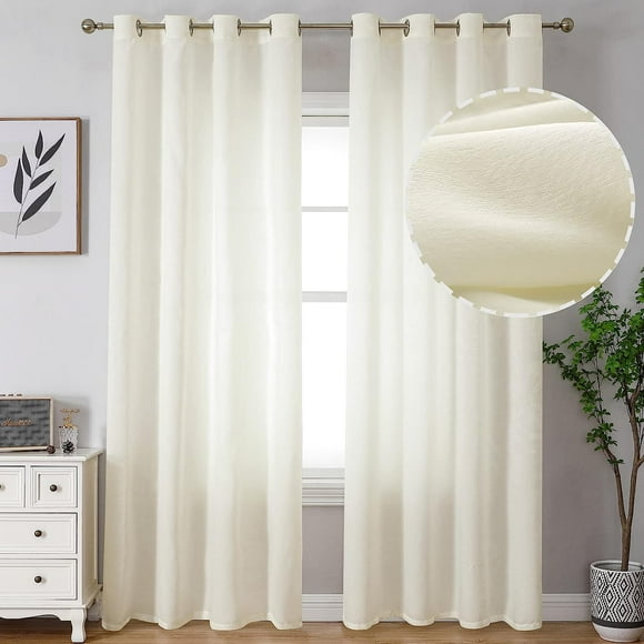EcoNesxp Non-see-through privacy curtains beige beige transparent curtains for living room for bedroom semi-transparent extra long curtains 108 inches long