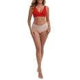 thumbnail image 2 of INSPIRE CHIC Women's Bras Front Closure Wireless Postpartum Breastfeeding Lingerie V-Neck Push Up Ribbed Nursing L Red, 2 of 5