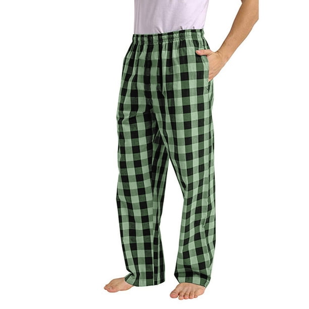 Pantalones de pijama deportivos holgados con estampado a cuadros informales a la moda para hombre