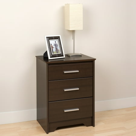 Prepac Coal Harbor Modern Tall 3-Drawer Bedroom Nightstand, Espresso