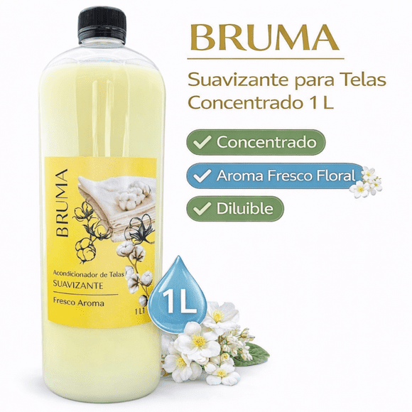 BRUMA Suavizante para Telas Concentrado 1 L Aroma Fresco Floral, Acondicionador de Ropa