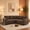 Coffee, variant on L-Shape Sectional Sofa Bed with Pull Out Sleeper and Storage, Convertible Corner Couch with Cup Holders and Side Pockets, Coffee