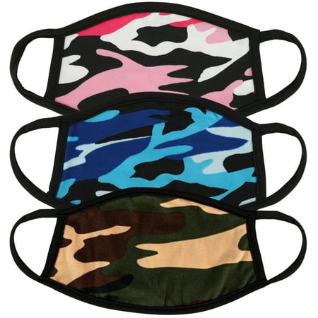 3 Pcs unisex Kids Size Camo Print Variety Pack Face Mask for Children Reusable Comfortable Washable Made In USA masks