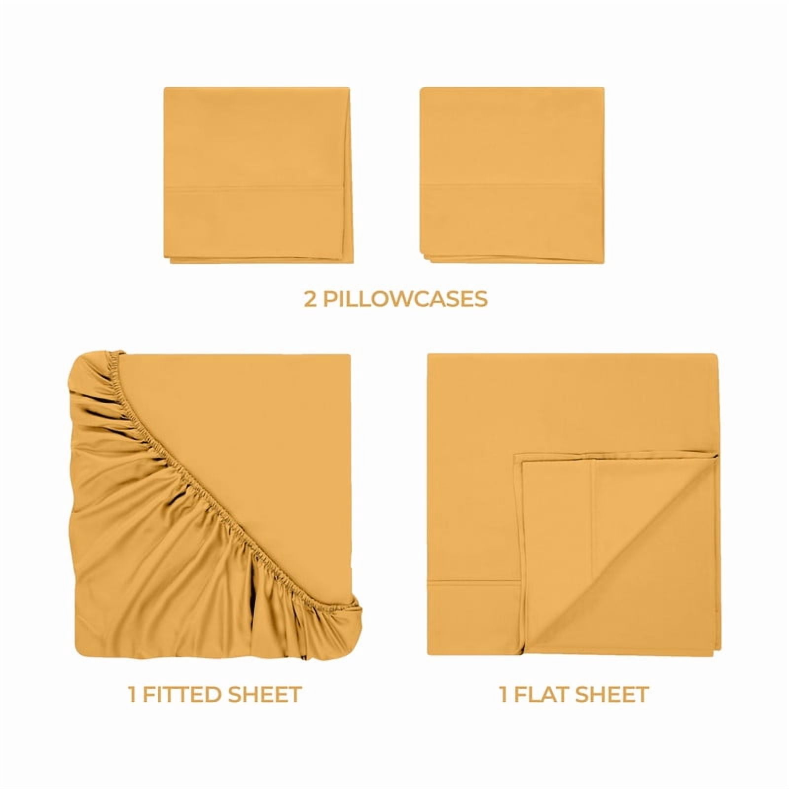 Superior Egyptian Cotton 400 TC Deep Pocket Sheet Set, Twin XL, Gold