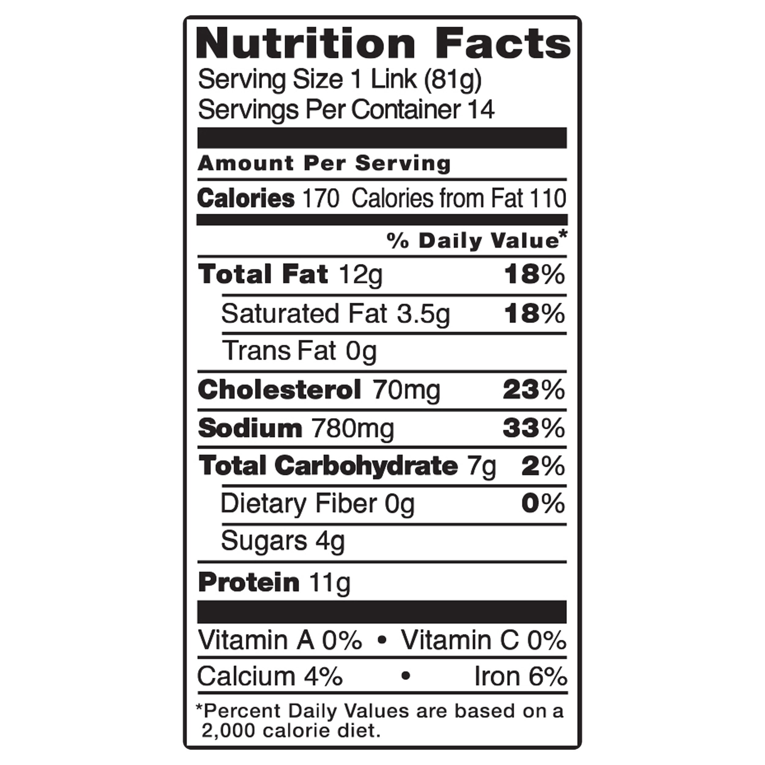 Bar-S Classic Smoked Sausage, 14 Count, 40oz