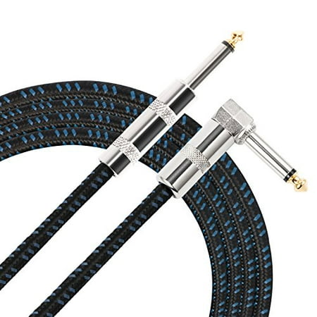 Donner Premium Electric Bass Guitar Cable Musical Instrument AMP Cord 1/4 - Black Blue Pro, 18