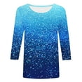 thumbnail image 4 of Cavosen Women's Blouses 3/4 Sleeve Tunic Gradient Sparkly Glitter Shiny Print Tops Crewneck Loose T-Shirts Dressy Fashion Pullover Shirts Flowy Workout Tees Summer Vacation XL, 4 of 5