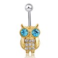 thumbnail image 1 of Lindo chapado en oro Animal búho diamantes de imitación vientre ombligo anillo joyería Piercing del cuerpo (poste de plata), 1 of 5