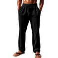 thumbnail image 1 of Pantalones largos para hombre, de color liso, con cordón, informales, de moda, largos, para hombre, 1 of 9
