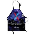 thumbnail image 1 of Galaxy Apron Gift for Geek Pride Day May 25 Stars Galaxy Universe Theme Pattern Print, Unisex Kitchen Bib Apron with Adjustable Neck for Cooking Baking Gardening, Blue Black and Red, by Ambesonne, 1 of 3