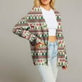thumbnail image 5 of dGslk Womens Christmas Button Down Cardigan Sweater Long Sleeve Reindeer Tree Pattern Knit Casual V Neck Holiday Top Beige XL, 5 of 6