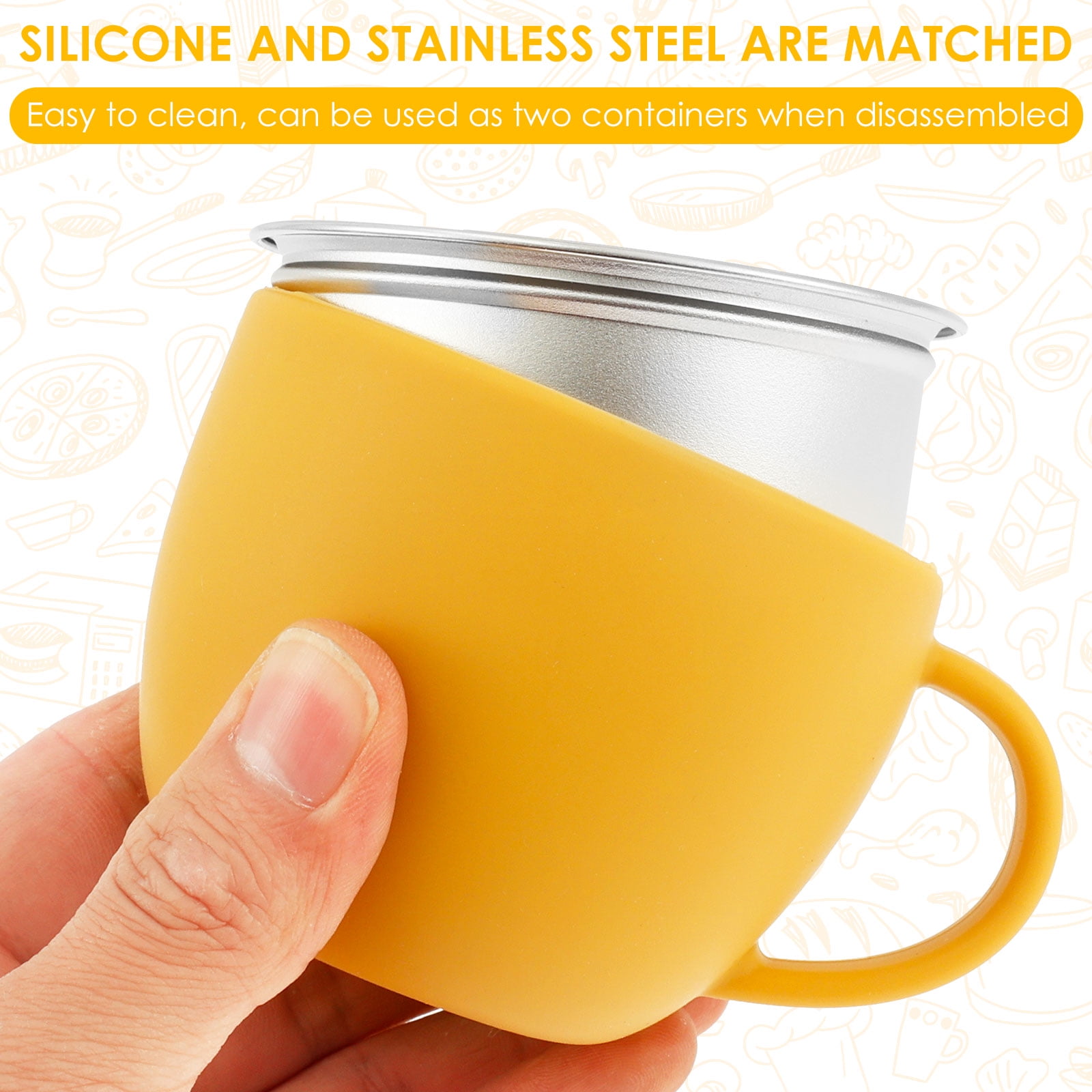 6 Pcs Stainless Steel Kids Plates and Bowls Set Toddlers 3 Compartment Suction Bowls with Removable Silicone Shell Self Feeding Plates for Toddlers Baby