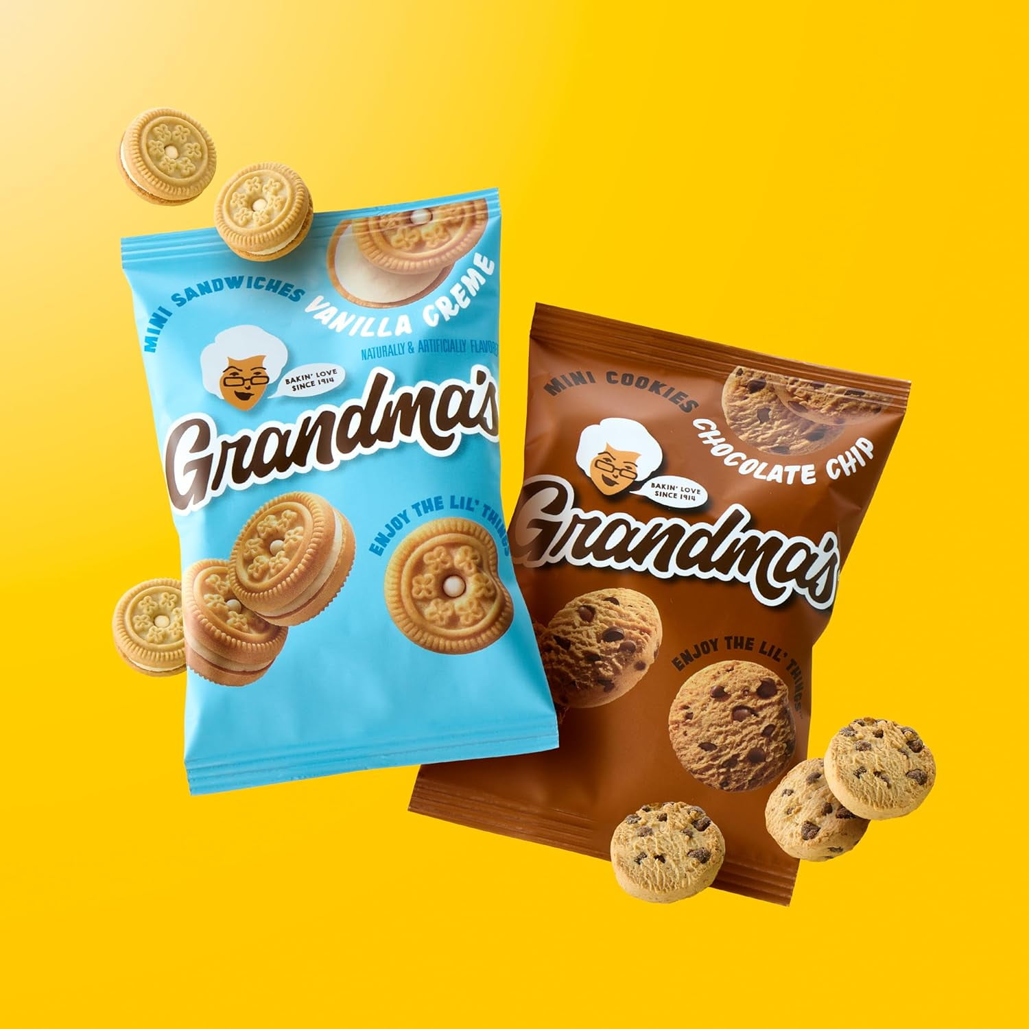 Grandma's Chocolate Chip and Vanilla Creme Flavored Mini Cookies, 30 Pack, (Packaging May Vary)
