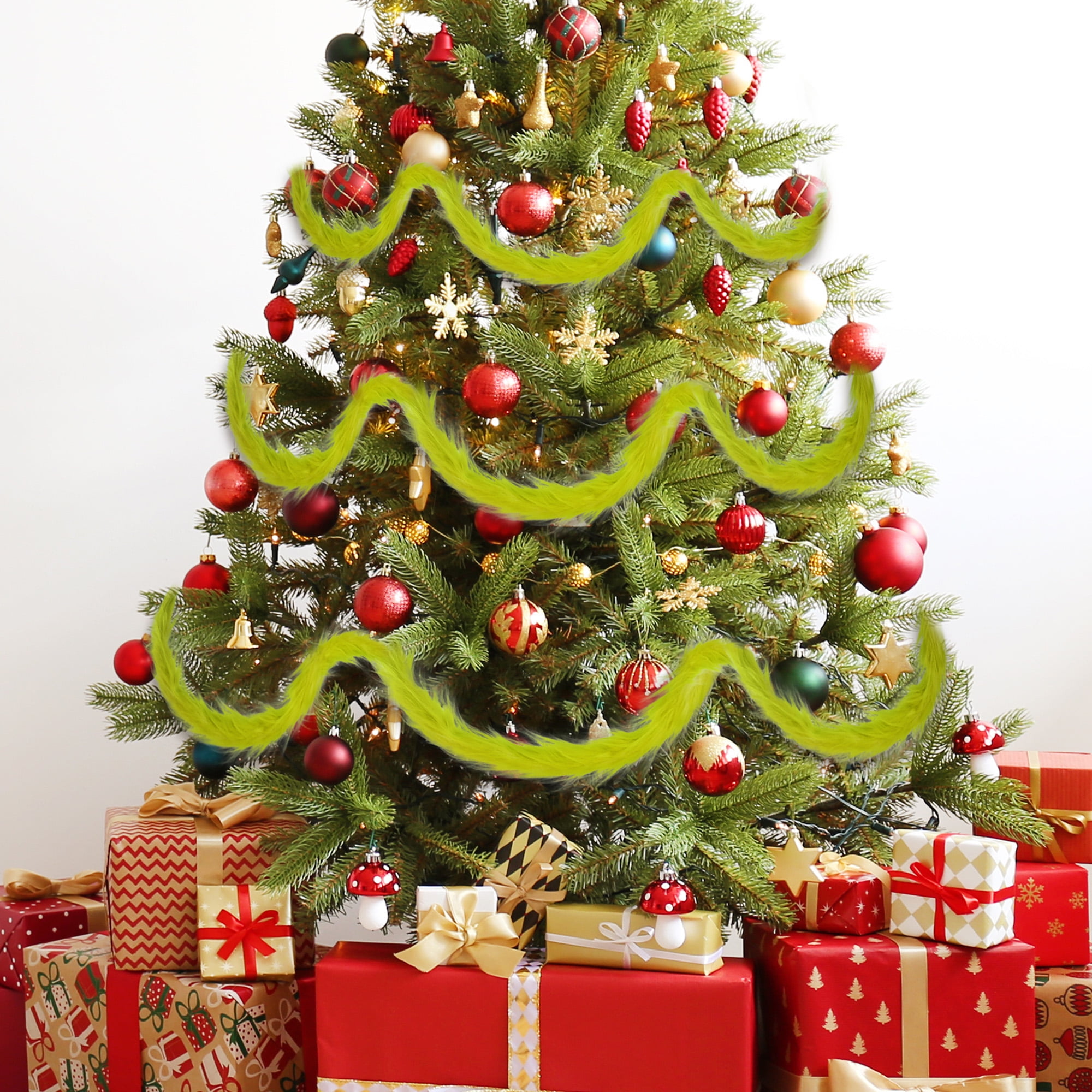 Grinch 6ft Furry Garland – Bright Green Holiday Accent