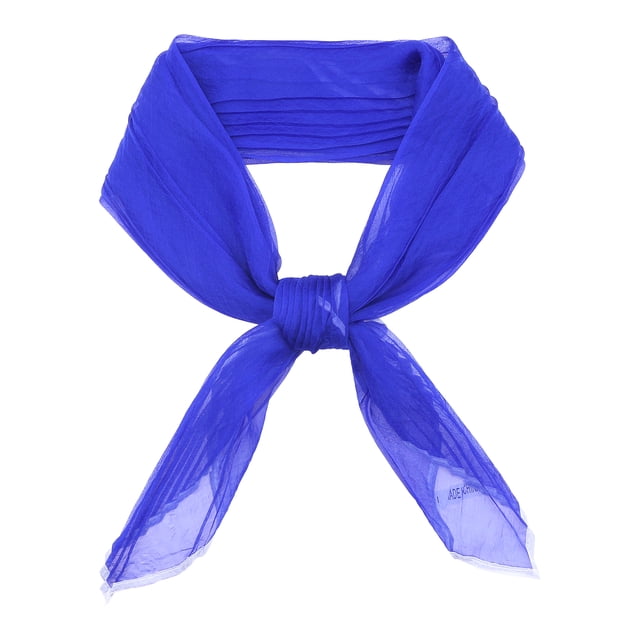 BUFANDAS DE CHIFFON PLEATADAS INSPIRADAS EN CHIC PARA MUJERES, CON TRIM DE COLOR CONTRASTANTE, SEMI TRANSPARENTES Y ELÁSTICAS, BUFANDA DE CUELLO NECKERCHIEF 43.3x19.7" AZUL REAL