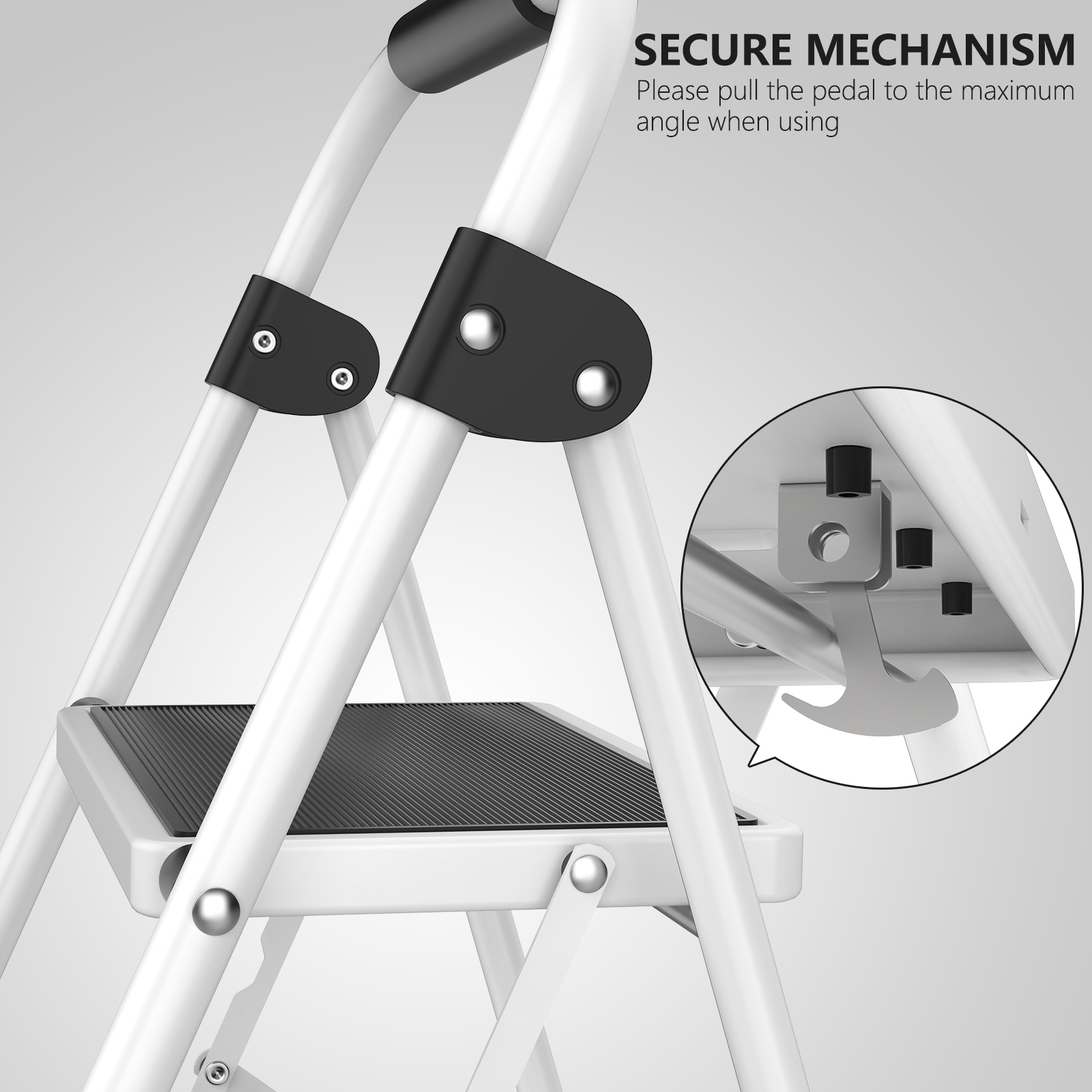 Step Stool with Anti-Slip Pedals and Comfortable Handrails, 330 lb Load Capacity