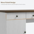 thumbnail image 6 of 60 Inch Modern Executive Desk with Decorative Fluted Drawer Fronts, Double Pedestal Office Desk with Large Storage, Scratch-Resistant Natural Wood Finish Computer Table for Home Office, 6 of 9
