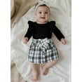 thumbnail image 4 of BemeyourBBs Fall Toddler Girl Outfit Ruffles Long Sleeve Shirt and Plaid Skirt Set, 4 of 9