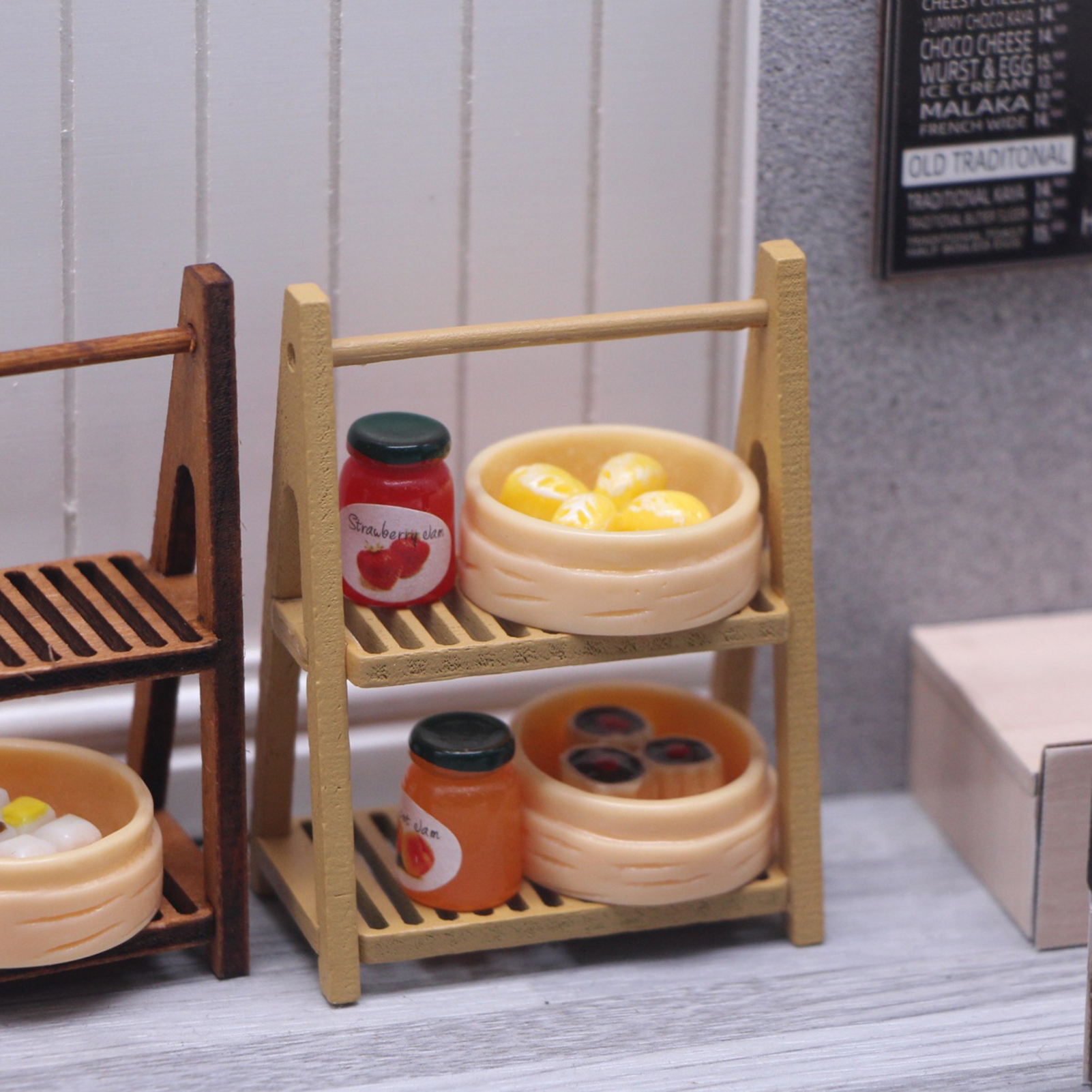 Hesroicy Dollhouse Storage Rack Double-layer - Miniature Bread Shelf ...