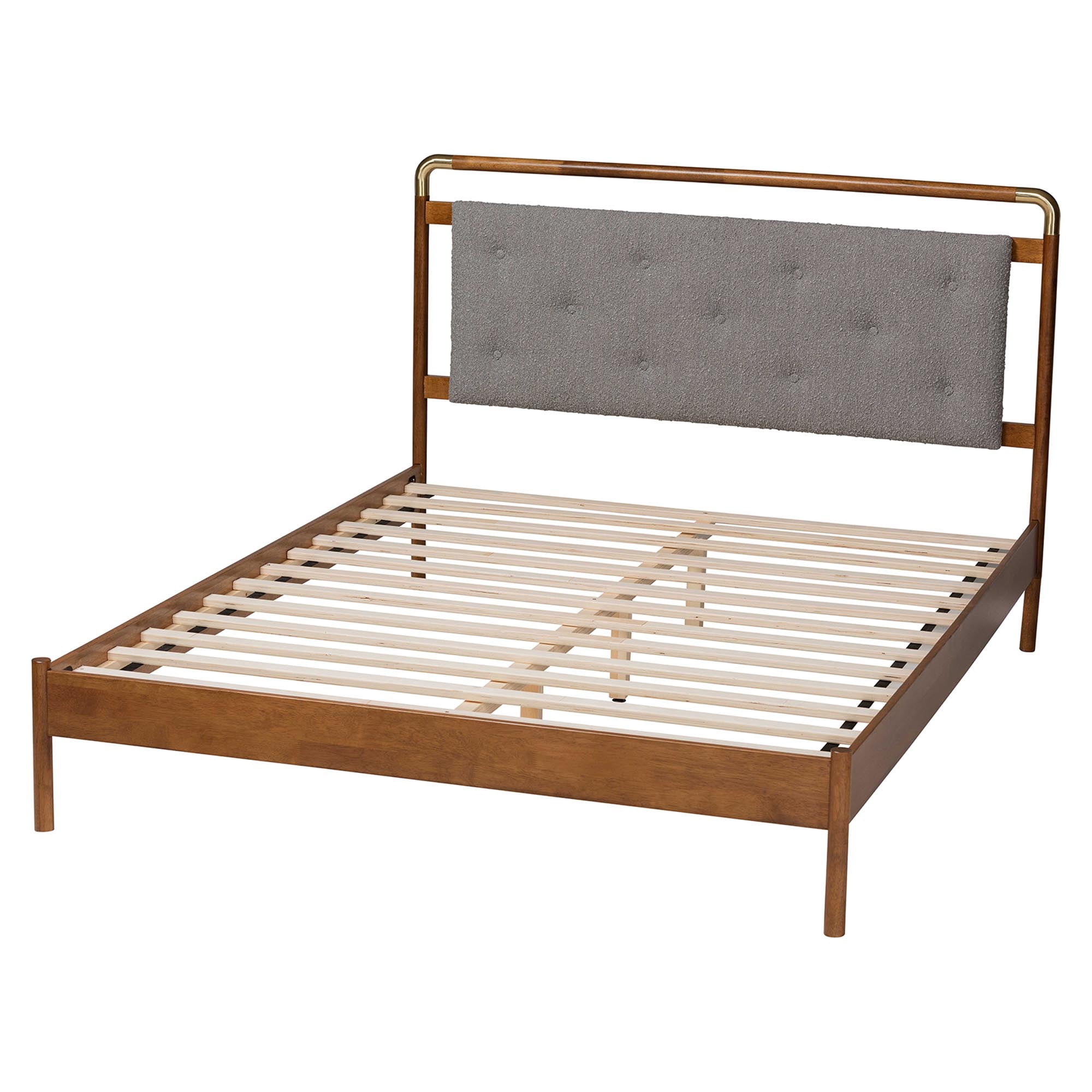 Baxton Studio Edwina Mid-Century Platform Bed, Queen, Walnut Brown