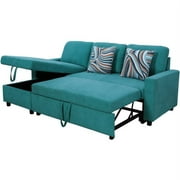 Star Home Living Hannah Microfiber Fabric Revers. Sectional Sofa in Green