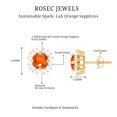 thumbnail image 5 of Rosec Jewels Classic Created Orange Sapphire Stud Earrings with Diamond Halo - AAAA Grade, 18K Yellow Gold, 5 of 7