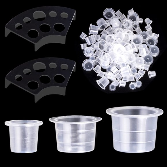 Juego de vasos para tinta de tatuaje UPTATSUPPLY, 300 piezas con 2 soportes - 300 ml