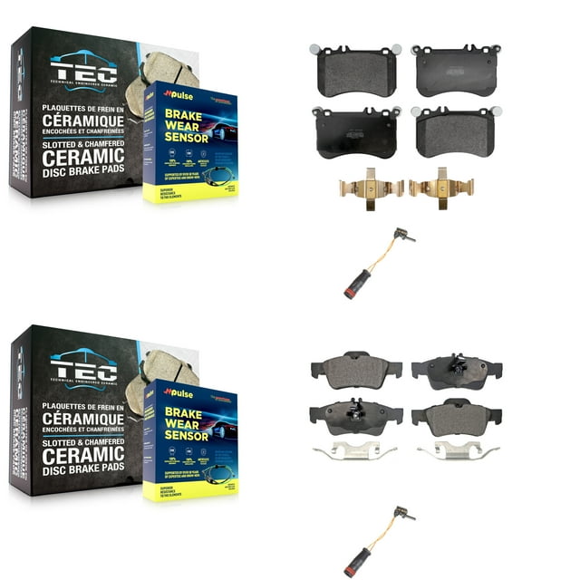 Positive Plus Front Rear Semi-Metallic Disc Brake Pads and Wear Sensors Kit for Car Mercedes-Benz CLS550 E550 KPW-101366